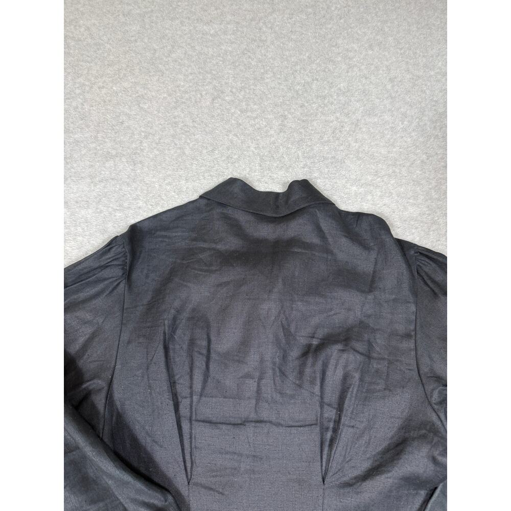 Kenneth Gordon Womens Size 8 Irish Linen Black Button Up - Picture 8 of 14